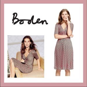 Boden Green/Pink Flattering Dorothy Day Dress Sz 6